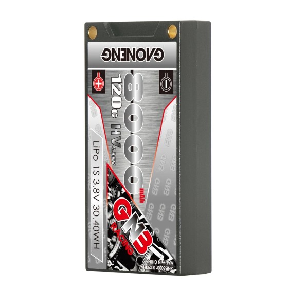 GNB GAONENG HV 8000MAH 1S 3.8V 120C 5mm Bullet See Through Hard Case RC LiPo Battery Racing Single Pack LiHV High Voltage